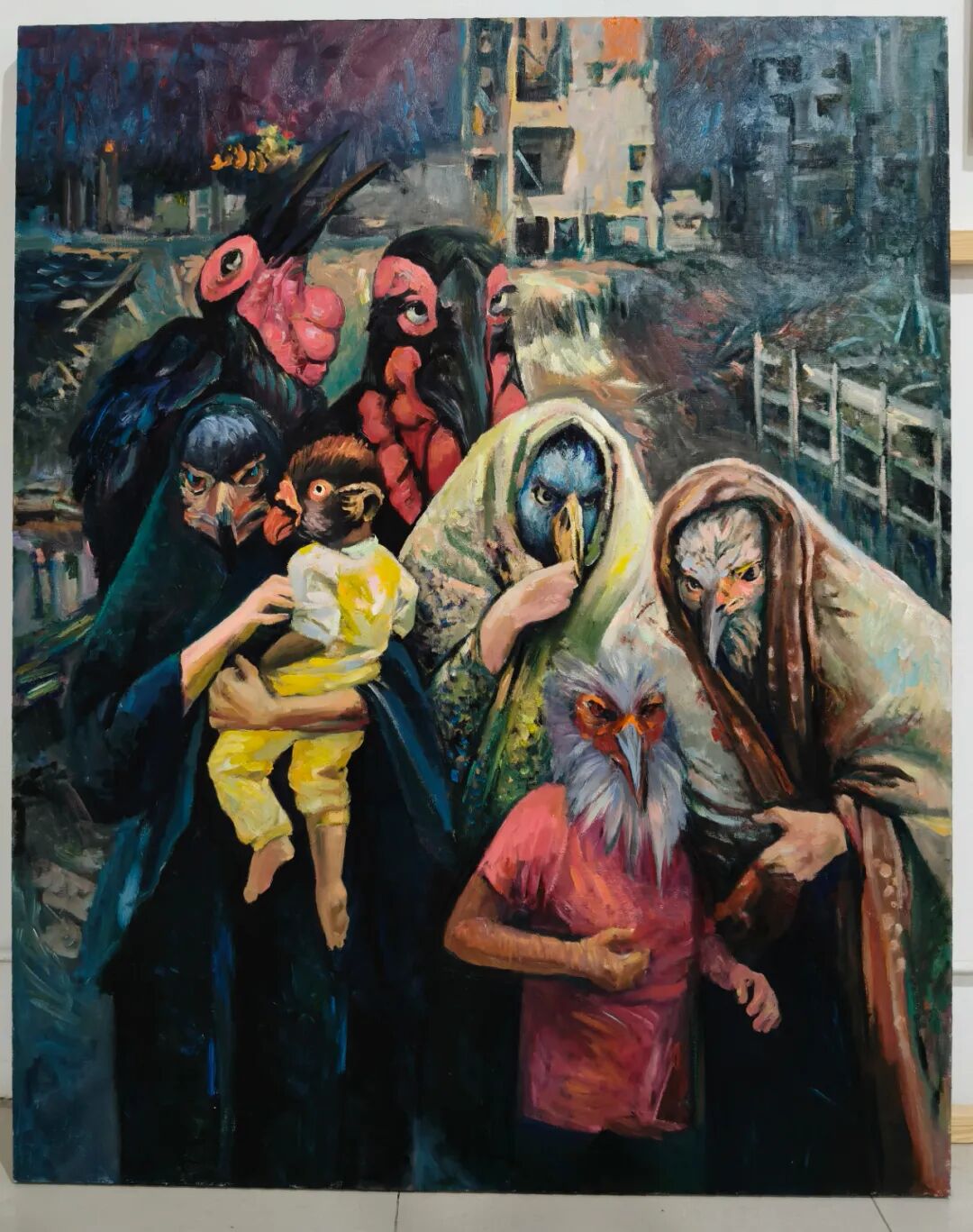 悲悯与“救赎”:当代艺术如何回应|《逃离家园》布面油画