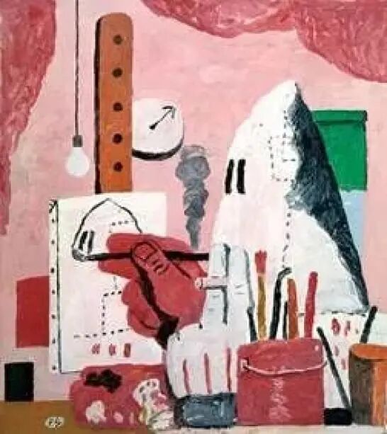 现代绘画的困境：坏画不坏，好画不｜菲利普·古斯顿画作，《画室》，TheStudio，1969